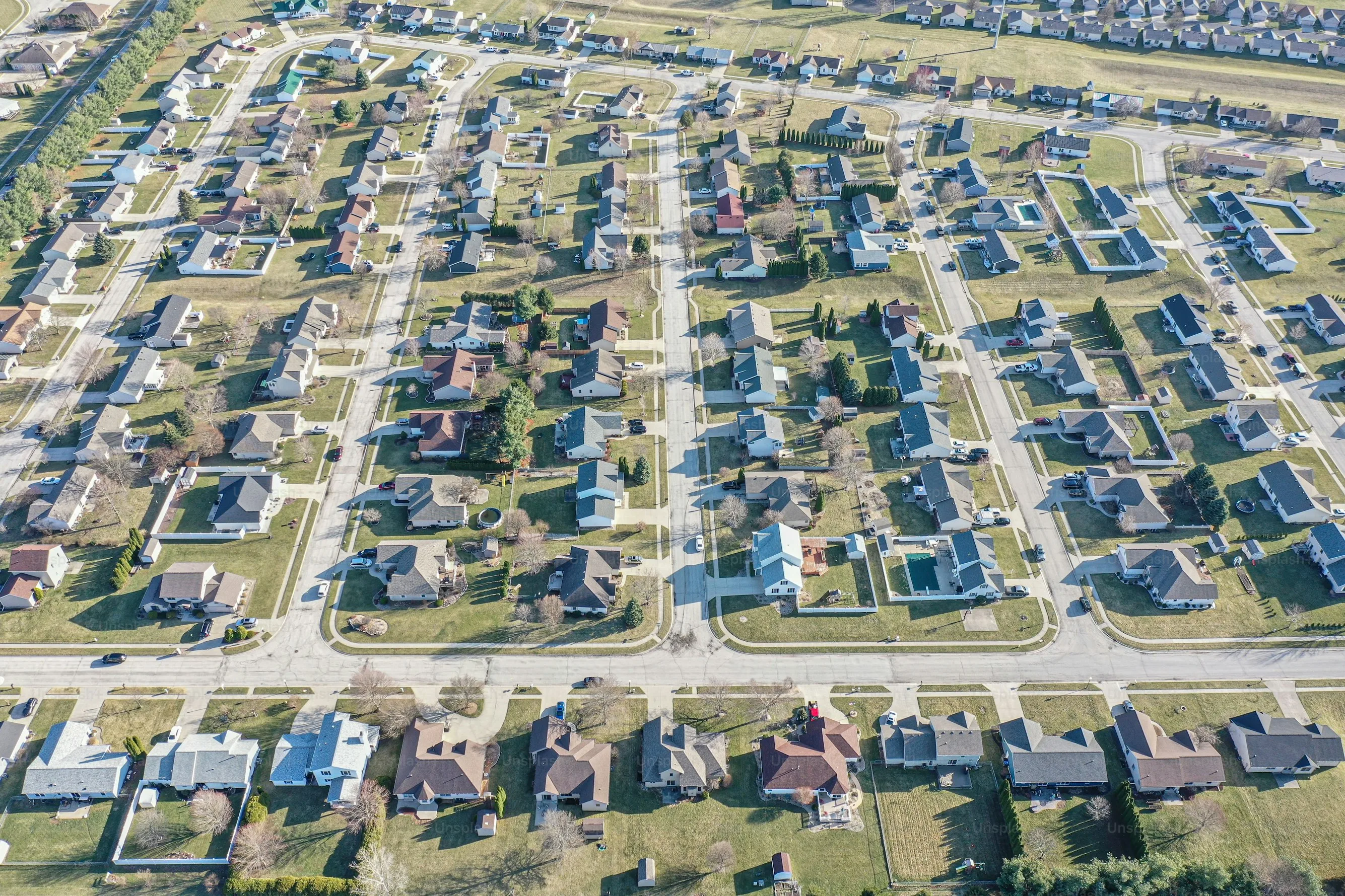 Aerial view of luxury residential community
